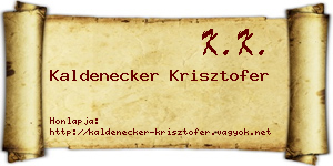 Kaldenecker Krisztofer névjegykártya